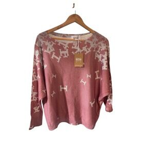 BRAND BAZAR Women's Pink White Knit Sweater One Size Made in Italy